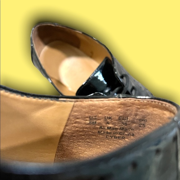 (8) FRANCO SARTO New Womens Cyber Patent Leather Lace Up Oxfords in Black Size 8 - Picture 3 of 4